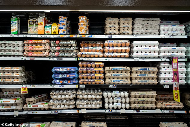 The supermarket chain's top pricing executive testified before a judge on Tuesday that the store raised prices on milk and eggs more than required (Pictured: Cartons of eggs for sale at a Kroger store in Houston, Texas)