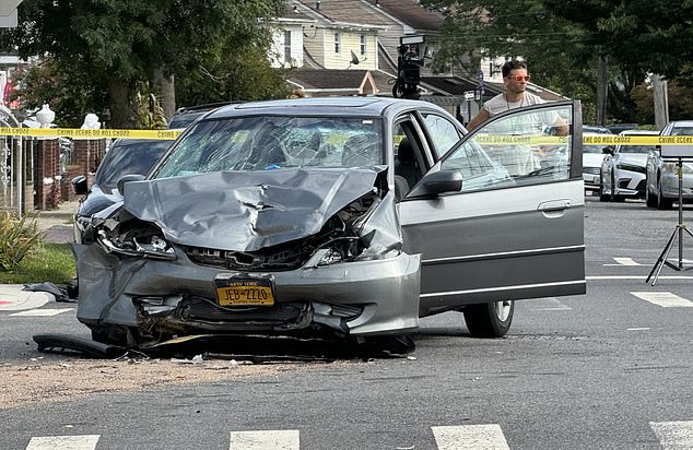 Dramatic footage showed him crashing broadside into a red SUV heading north on 212th Street, injuring both him and the other driver.