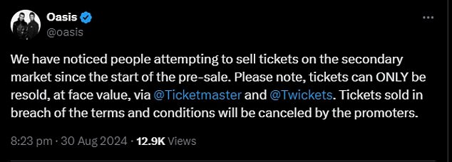 The band have now added to their condemnation by slamming the brazen money-grabbers, saying promoters will cancel tickets.