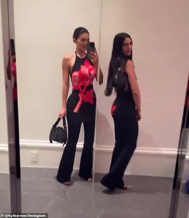 The Kardashian star partied in style alongside her friend, Lauren Perez, who wore a matching jumpsuit in the same design.