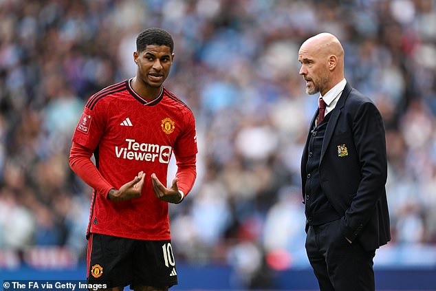 Erik ten Hag came to Rashford's defence on Friday after the winger was criticised for his performance against Brighton.