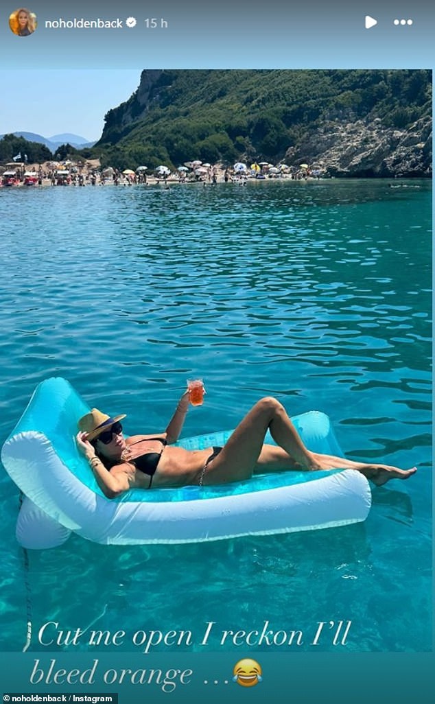 The star was seen wearing the same bikini in snaps shared to her Instagram Story which show Amanda relaxing on a lounger with a cocktail in hand on the coast of Greece.