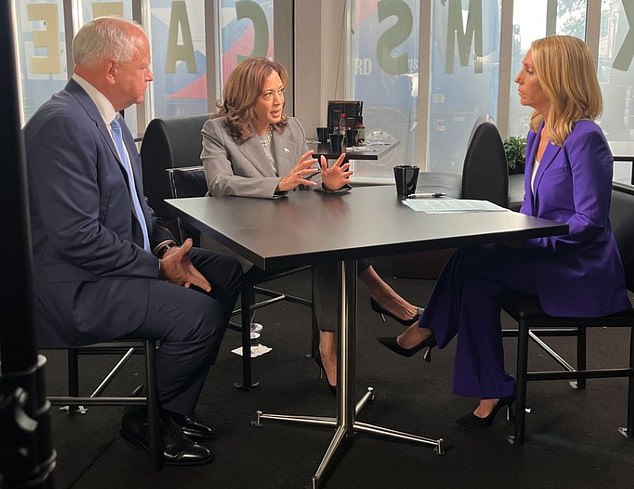 Harris appeared alongside her running mate, Gov. Tim Walz, to be interviewed by CNN's Dana Bash (right) on Thursday during a campaign stop in Georgia.