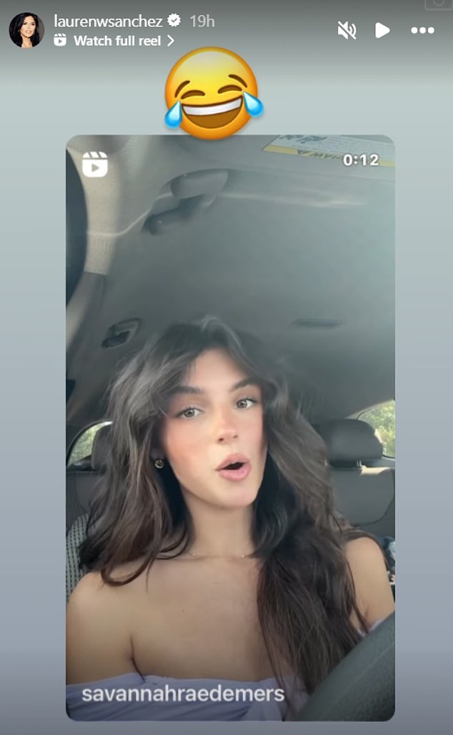 The short video that racked up nearly 11 million views soon reached Sanchez, who quickly shared it on her Instagram stories with a laughing emoji.