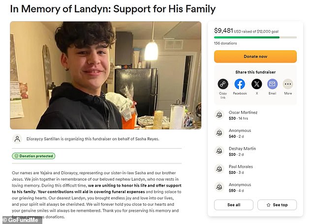 The family has created a GoFundMe to help raise money for the young man's funeral.