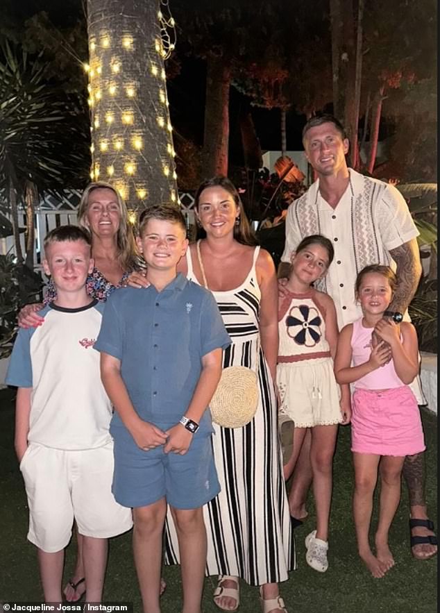 Jacqueline had been documenting their holiday for her Instagram followers, and the trip saw them travelling with their extended families along with daughters Ella, nine, and Mia, five, along with Dan's son Teddy, 10.