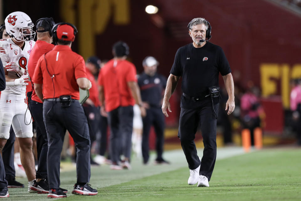 With Kyle Whittingham at the helm, the Utes are the favorites to win the Big 12 in their first year in the conference. (Meg Oliphant/Getty Images)