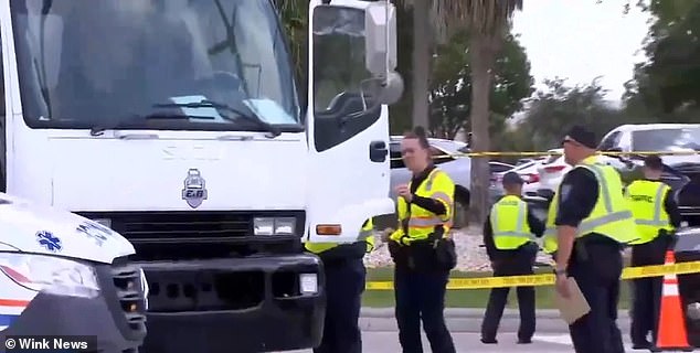 Cape Coral, Florida, police said the girl was riding her bike home from a summer job at a nearby water park. The truck that hit her is seen here.