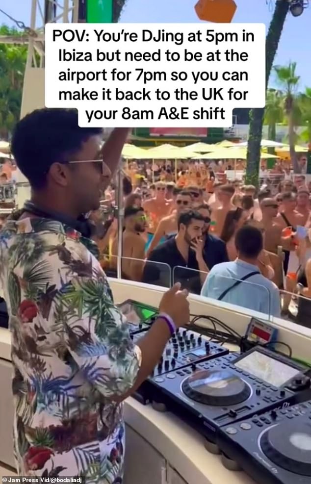 The doctor said he recently finished an A&E shift at 1pm, before flying to Ibiza at 3pm and DJing at 6pm – he even returned for his shift the next day at 8am.