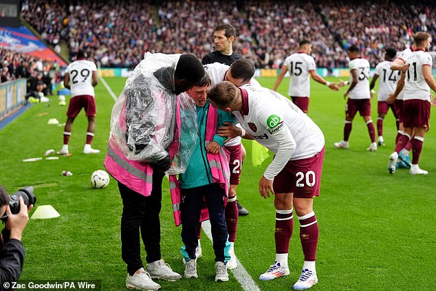 West Ham captain Jarrod Bowen was seen checking on the ball boy after the clash.