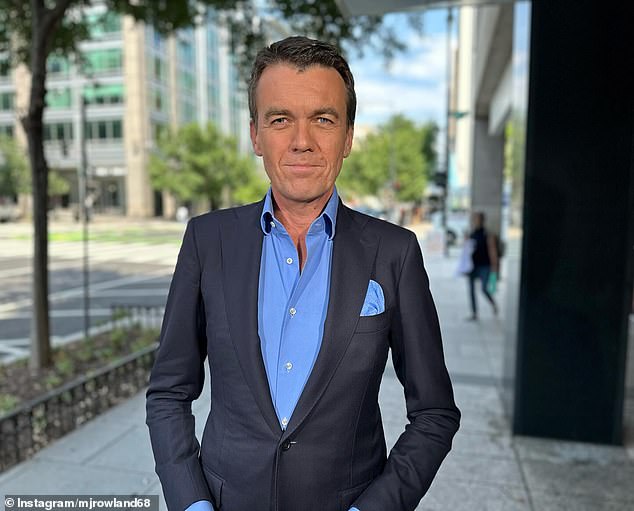 News Breakfast co-host Michael Rowland (pictured), 56, shared a photo on Facebook of sports presenter Tony, 34, along with some saucy words.