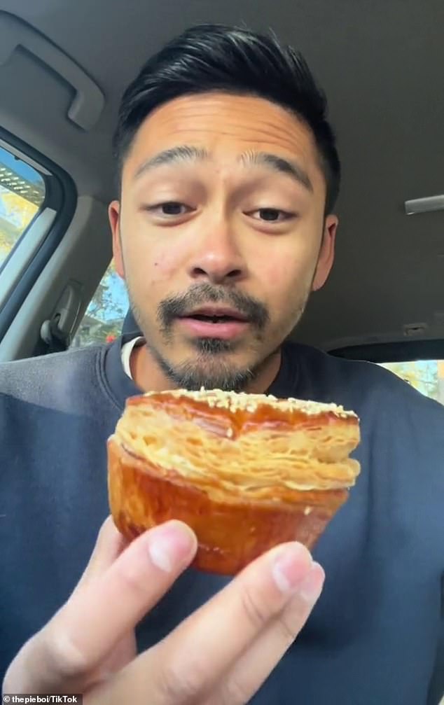 The man behind TikTok account thepieboi couldn't wait to get his hands on one of Sydney's coveted pies which must be ordered via direct message on Instagram.