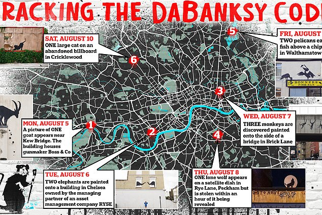 All the places where Banksy has left an animal mural in the last week