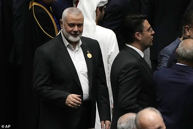 Hamas chief Ismail Haniyeh pictured in Iran on Tuesday hours before his death