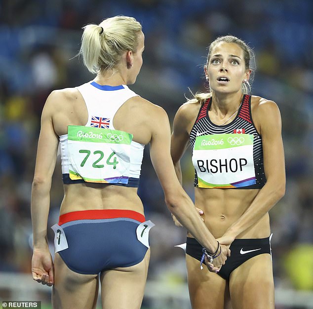 Team GB's Lynsey Sharp was seen consoling her Canadian rival Melissa Bishop after the race.