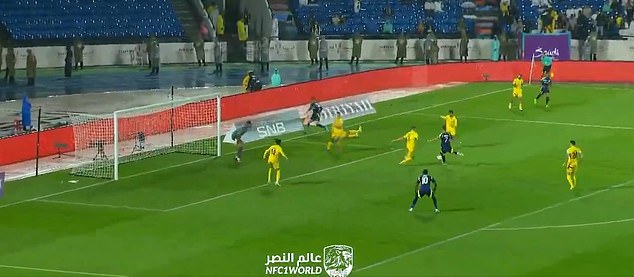 Despite scoring his first goal of the season for Al-Nassr in the Saudi Super Cup semi-final, his free-kick attempt was more memorable for the striker's supporters.