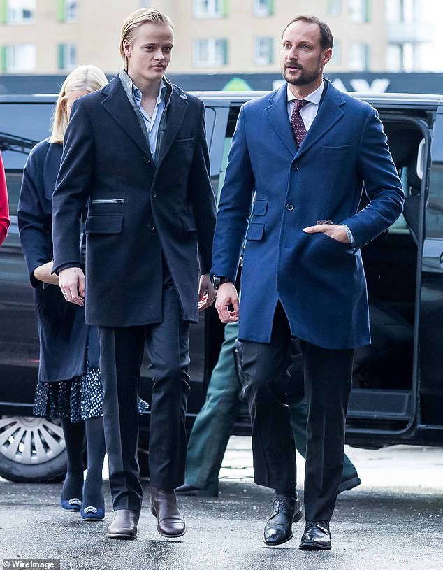 Marius Borg Høiby (pictured with Norway's Prince Haakon), 27, stepson of Norwegian heir to the throne Crown Prince Haakon, is suspected of causing bodily harm and criminal mischief, Oslo police said on Wednesday.