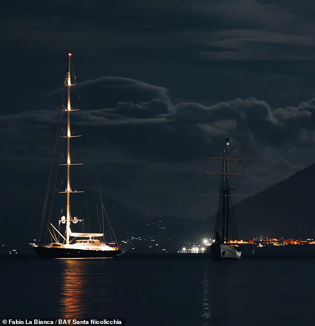 The luxury yacht Bayesian was docked off the coast of Porticello, near Palermo, when a 'whirlwind' hit the area shortly before 5am this morning.