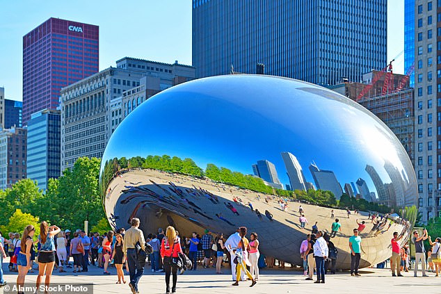 Experts compared the lack of people in the plane's reflection to the same illusion created by The Bean sculpture in Chicago, where crowds of tourists may be standing directly in front of it but skyscrapers and the sidewalk dominate the image in the reflection.