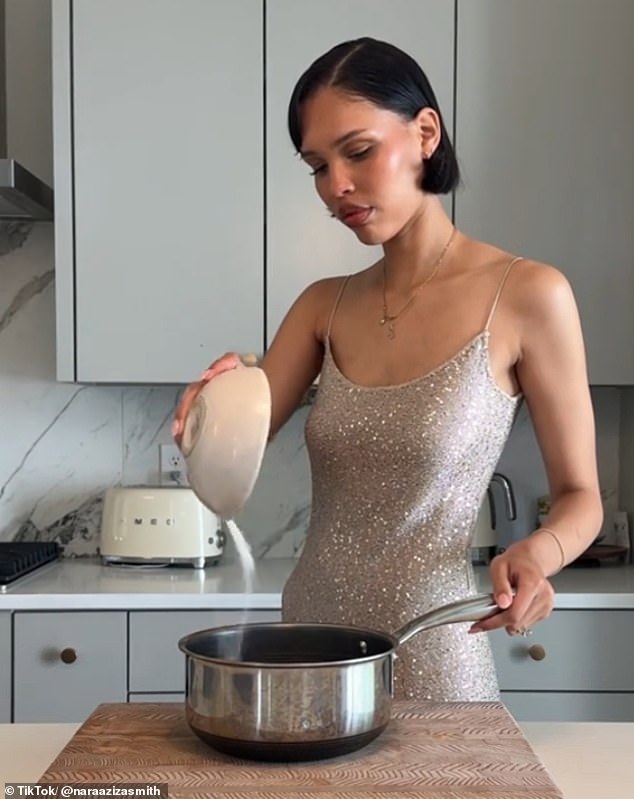 Nara Smith, who has over 9 million followers on TikTok, shares videos of herself cooking while wearing glamorous dresses and flawless makeup. All narrated in a soft, calm voice, her videos show her making jelly beans, chicken nuggets, lavender soap, and even Coca Cola.