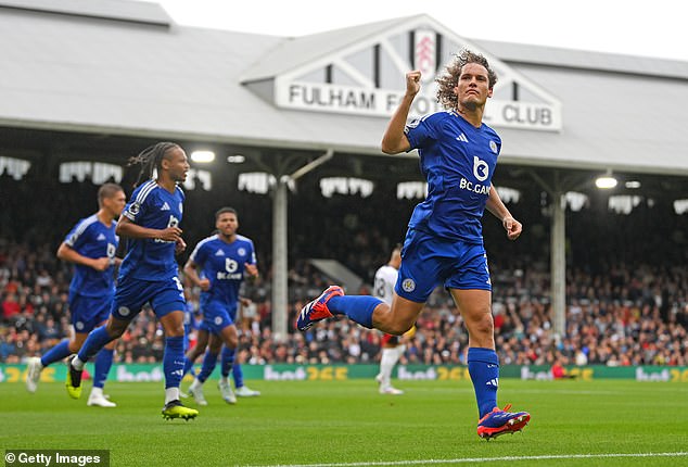 Wout Faes (right) controversially equalised for Leicester in the closing stages of the first half