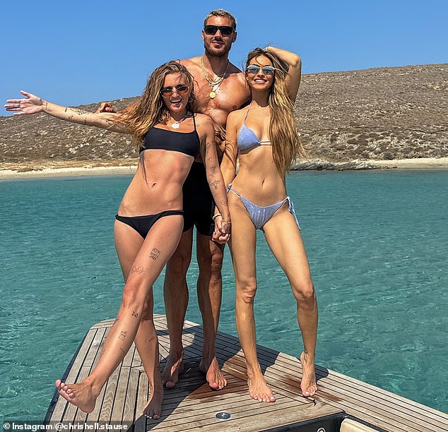 The lovebirds also posed side by side in tiny bikinis that showed off their fabulous bodies for an Instagram portrait as they held hands.