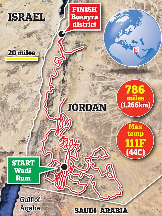 Spencer's epic desert challenge saw him run over 42.2km or 26.2 miles every day.