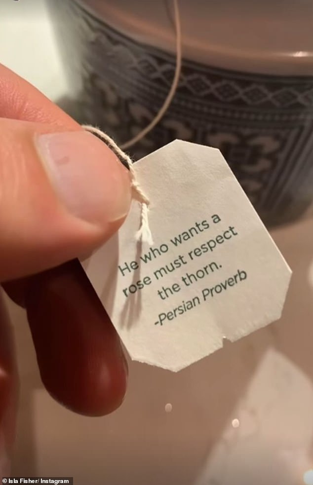 Fisher shared the above photo of a proverb on her tea bag on Instagram in the latest cryptic message she's shared with fans since her highly public divorce.