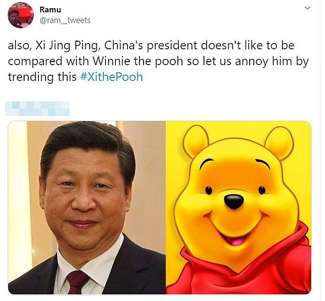 The fictional bear has been banned in China due to a trend on social media comparing it to Xi.