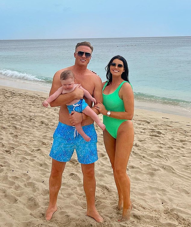 The former TOWIE star, 38, shares her two-year-old son with businessman husband William Lee-Kemp (pictured together)