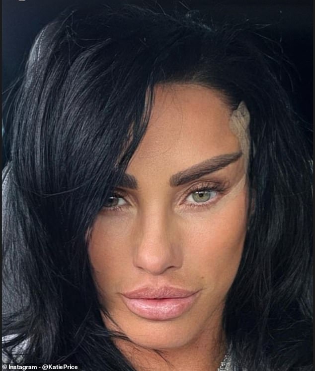 Friday's post comes after Katie revealed she will die during one of her many cosmetic surgeries following a chilling warning from a psychic (pictured shortly after her £10,000 cosmetic surgery).