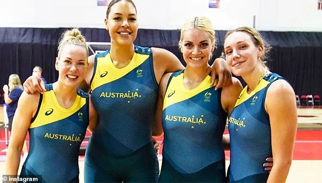 Cambage, second from left, has been banned by the Opals from representing Australia.