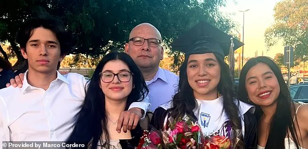 Retired FBI agent Julio Cordero (center) poses with family members at a recent graduation