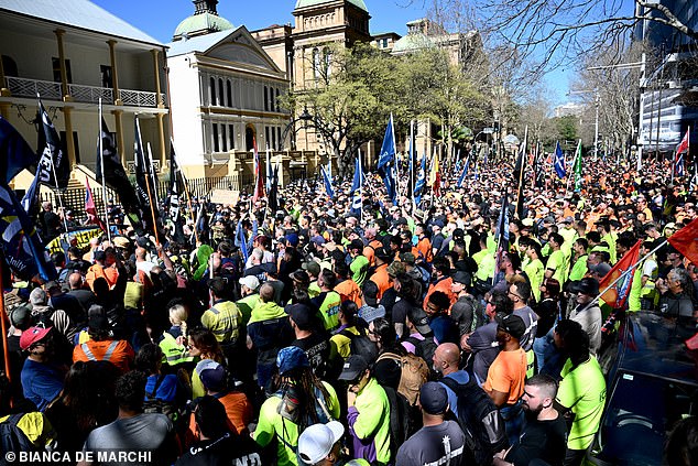 Teejay's filmed wedding to his TV star girlfriend was significantly delayed because it was being filmed in the heart of the CBD while a union protest was taking place at the same location.