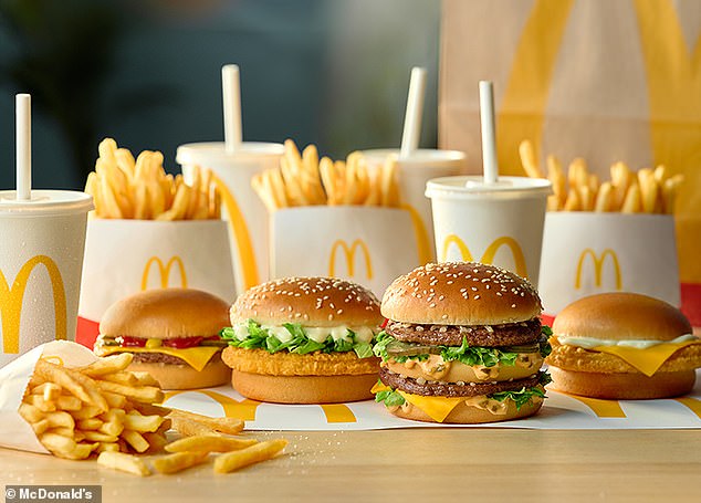 Australians will also pay more on Uber Eats and the My Maccas app than the prices listed on Frugal Feeds by August 2024 (pictured: McDonalds burgers)