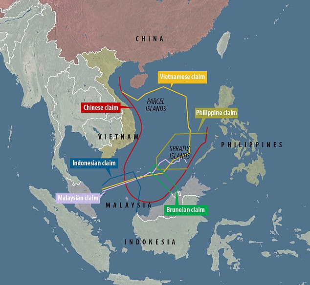 China claims almost all of the oil- and resource-rich waters of the South China Sea and has ignored counterclaims from the Philippines, Vietnam, Taiwan, Brunei and Malaysia.