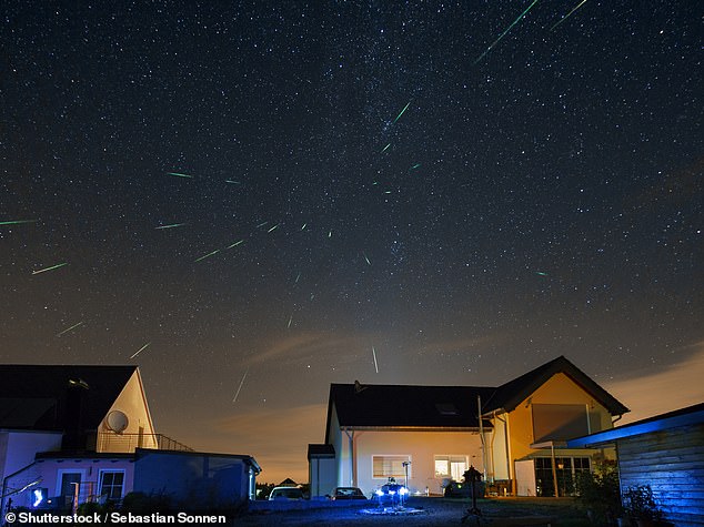 Shooting stars from the Perseid meteor shower.