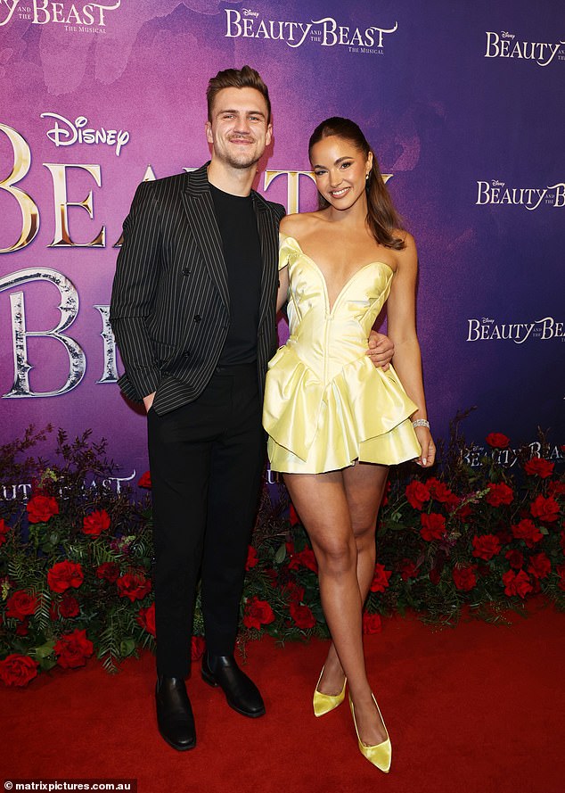 Olivia went public with her new boyfriend late last month when the pair attended the premiere of Beauty and the Beast in Melbourne (pictured).