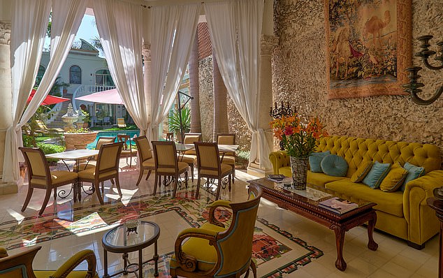 Those who wish to be treated like royalty can stay in a suite named after French queen Marie Antoinette. Pictured here is the main patio overlooking the pool.