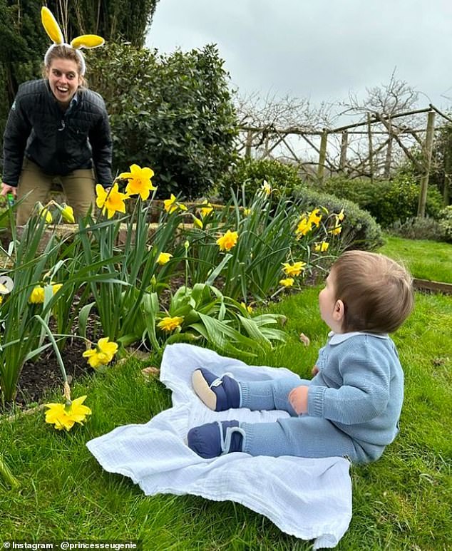 Another image showed a fun-loving Beatrice in her role as aunt to Eugenie's children and appears to have been taken at her parents' residence, the Royal Lodge in Windsor.