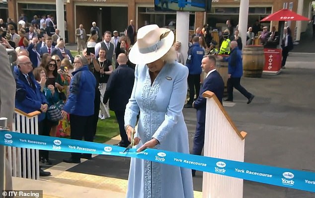 During today's visit, Camilla opened the Bustardthorpe Development, which has been designed to enhance the race-goer experience.