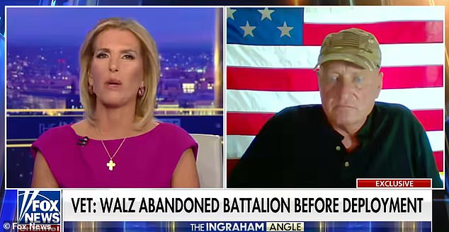 Private letters to Walz from his National Guard successor, Tom Behrends (pictured during an interview with Fox), from 2016 have accused the governor of lying about his rank for political gain.