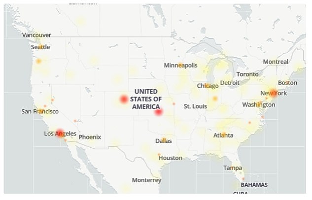 A heatmap shows where most users had difficulty accessing the site.