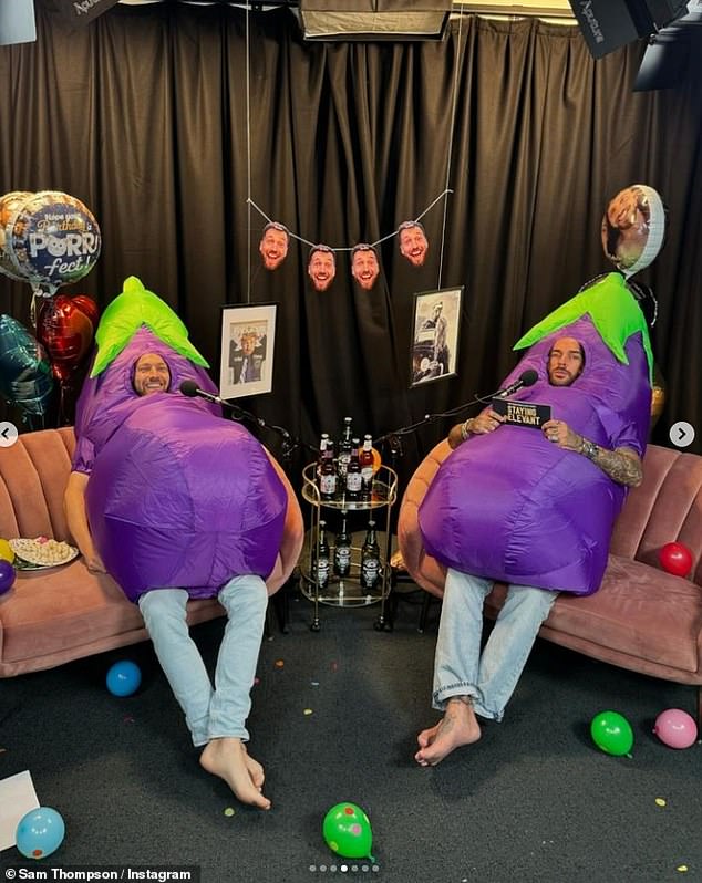 The Hits Radio host also shared a picture of himself and Pete wearing eggplant emoji costumes.