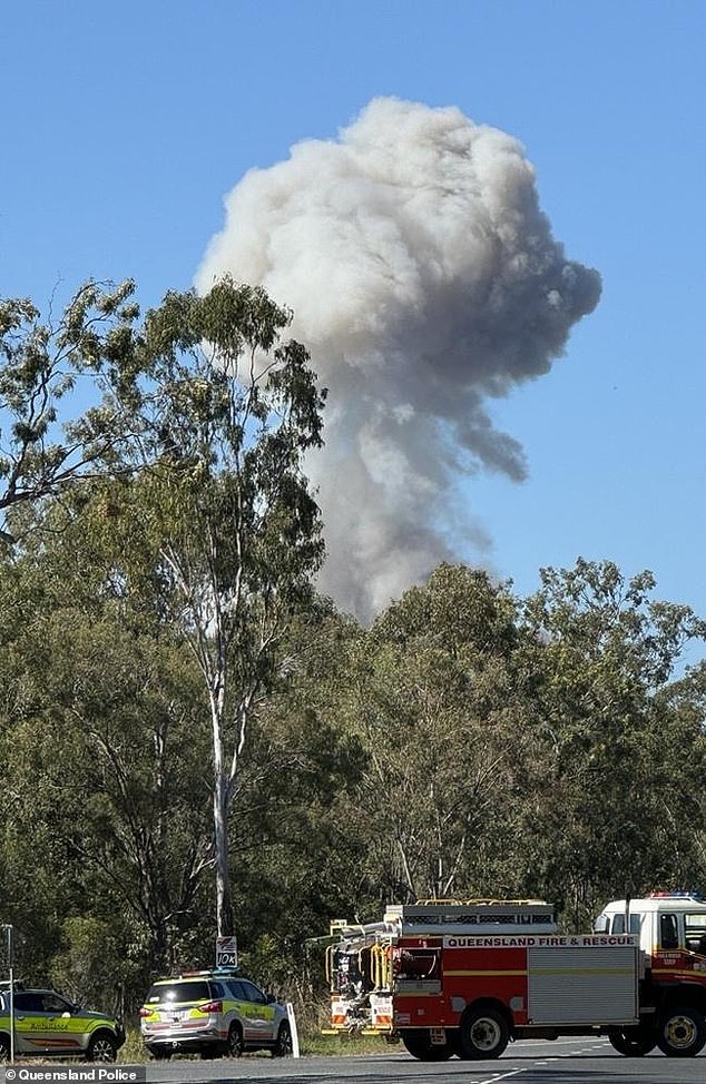 The ammonium nitrate explosion produced a huge plume of smoke (pictured)