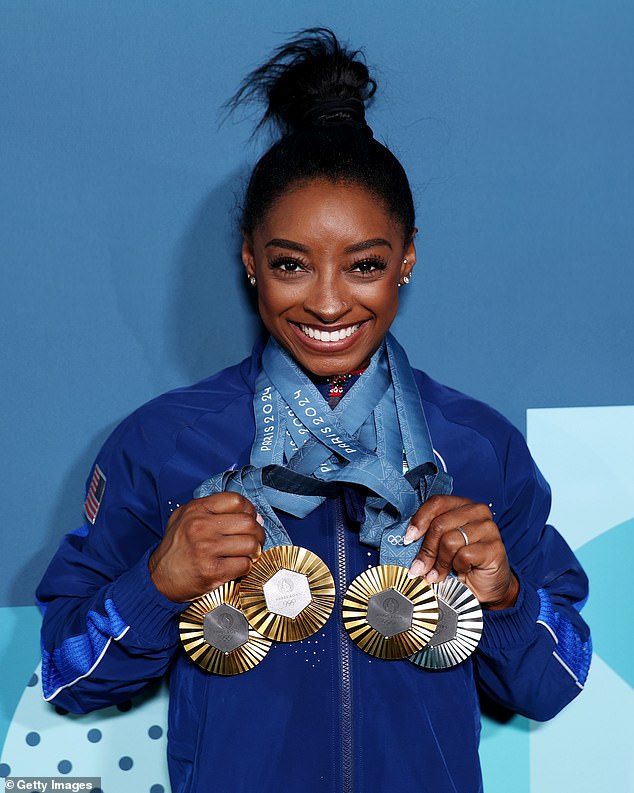 Biles won three gold medals and one silver in Paris, bringing her Olympic total to 11.