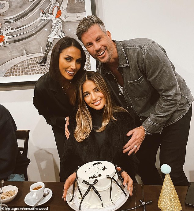 Snezana, 43, travelled to the Big Apple to help her 19-year-old daughter Eve move to the US city (both pictured with Snezana's husband Sam at Eve's farewell party)