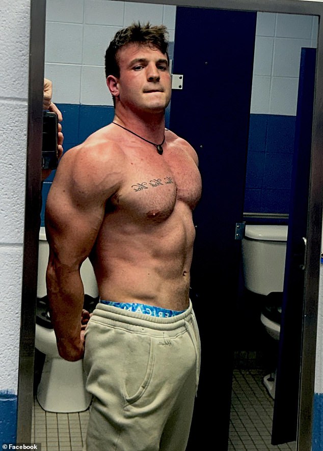 Ashton is photographed showing off his military-grade physique in May, just weeks before his death.