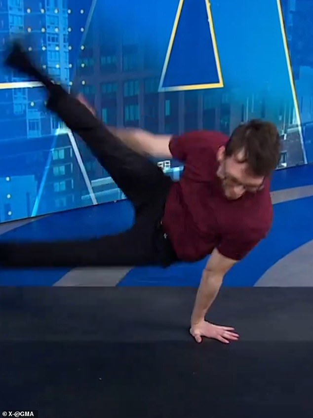 Nedoroscik showed off some of her pommel horse moves on Good Morning America