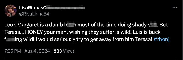 Even fans who disliked Margaret thought Luis's comments were out of line.